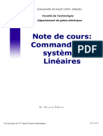 Cours Commande Des Systèmes Linéaires Version Finale