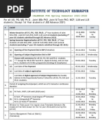 Indian Institute of Technology Kharagpur: ACADEMIC CALENDAR FOR Spring Semester 2021-2022