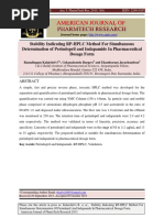 Stability Indicating RP-HPLC Method For Simultaneous Determination of Perindopril and Indapamide in Pharmaceutical Dosage Form