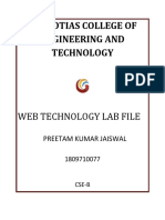 Galgotias College of Engineering and Technology: Web Technology Lab File