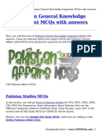 Pakistan General Knowledge Important MCQs With Answers