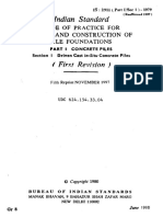 Indian Standard: Code of Practice FOR Design and Construction Pile Foundations OF