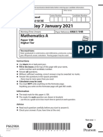 Thursday 7 January 2021: Mathematics A