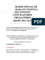 Calendario Oficial de La Entrada en Vigencia Del Intento Conciliatorio Obligatorio