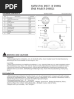 Instruction Sheet Is Dw8602: - Style Number Dw8602C:: Package Contents