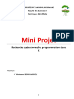 Mini Projet: Recherche Opérationnelle, Programmation Dans C