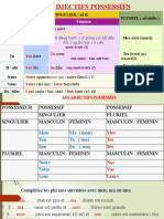 Le Français. Scéance 7 Adjectifs Posséssifs. Correction