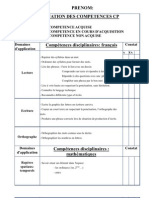 Grille de Compétence Trimestre 3 CP