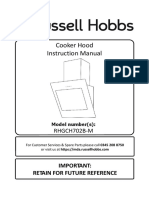 Cooker Hood Instruction Manual: Important: Retain For Future Reference