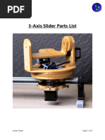 3-Axis Slider Parts List