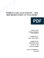 Ethics Case Analysis On - Sex Discrimination at Walmart: Course Name-Ethical Issues in Management