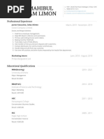 Resume of M. Mahibul Islam Limon - Sales Admin-8 Months Exp