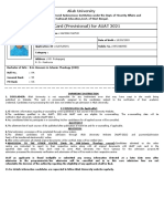 Rank Card (Provisional) For AUAT 2021: Aliah University