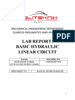 Lab Report: Basic Hydraulic Linear Circuit: Mechanical Engineering Department Djj40153 Pneumatics and Hyraulics