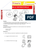 Palabras Homonimas para Primero de Primaria