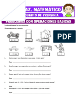 Problemas Con Operaciones Basicas para Cuarto de Primaria