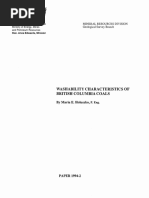 Washability Characteristics British Columbia Coals: by Maria E. Holuszko