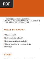 Chapter 4 Lesson 2 - Criteria in Selecting, Citing, and Synthesizing The Related Literature