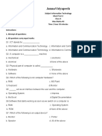 Jamnavidyapeeth: Subject-Information Technology Mock Test-2 Class-X Max Marks-40 Time-1 Hour 30 Minutes