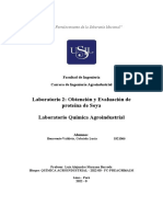 Laboratorio 2: Obtención y Evaluación de Proteína de Soya Laboratorio Química Agroindustrial