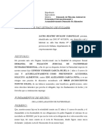 Demanda de Filiación Judicial de Paternidad Extramatrimonial y Acumulativamente Demanda de Alimentos