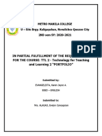 In Partial Fulfillment of The Requirements FOR THE COURSE: TTL 2 - Technology For Teaching and Learning 2 "PORTFOLIO"