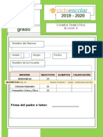 Examen Trimestral Tercer Grado Bloque II 2019-2020