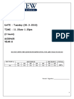 Year 8 Science Question Paper T2