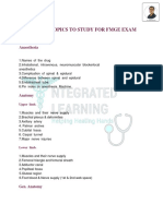 Important Topics To Study For Fmge Exam: Anaesthesia