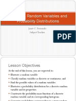 Lesson 2. Random Variables and Probability Distributions: Janet C. Fernando Subject Teacher