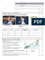 Exercice N 1 - Questions de Cours. Exercice N 2 - Effets D'une Action Mécanique. Exercice N 3 - L'Enfant Et Son Traineau (6 PTS)