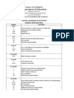 Department of Education: School Calendar of Activities SCHOOL YEAR 2020-2021