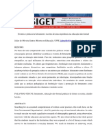 Eventos e Praticas de Letramento Recortes de Uma Experiencia Na Educacao Nao Formal