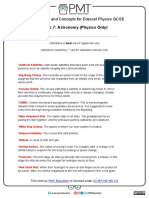 Definitions and Concepts For Edexcel Physics GCSE: Topic 7: Astronomy (Physics Only)