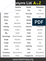 Antonyms List A To Z