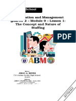 Organization and Management Quarter 2 - Module 9 - Lesson 1: The Concept and Nature of Staffing