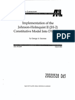 Implementation of The Johnson-Holmquist II (JH-2) Constitutive Model Into DYNA3D