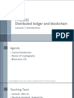 FITE3011 Distributed Ledger and Blockchain: Lecture 1 Introduction