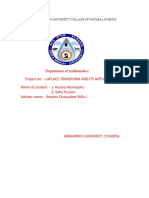 Department of Mathematics Project On: - Laplace Transform and Its Applications Name of Student: - 1. Nuriya Alemayehu 2. Sofia Hussen Advisor Name: - Beyene Chanyalew (MSC.)