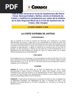 Acuerdo de CSJ Creación Sala Sexta Penal de Cobán A015-2009