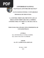 Universidad Nacional "Santiago Antunez de Mayolo": Facultad de Economia Y Contabilidad Programa de Tesis Guiada