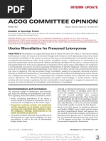 Acog Committee Opinion: Uterine Morcellation For Presumed Leiomyomas