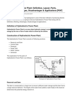 Hydroelectric Power Plant - Definition, Layout, Parts, Working, Advantages, Disadvantages & Applications (PDF)