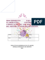 Procedimiento para La Elaboracion y Codificacion de Documentos Del Sistema de Gestion Dolce Amore Ltda