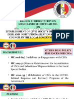 Region Xi Orientation On Memorandum Circular 2021-054