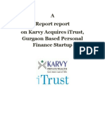 A Report Report On Karvy Acquires Itrust, Gurgaon Based Personal Finance Startup