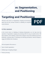 Introduction To Segmentation, Targeting and Positioning