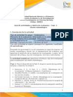 Guia de Actividades y Rúbrica de Evaluación - Fase 4 - Diseño Metodológico