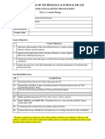 Birla Institute of Technology & Science, Pilani: Work Integrated Learning Programmes Part A: Content Design