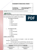 Plano de Limpeza e Desinfecção Das Superfícies e Ambientes